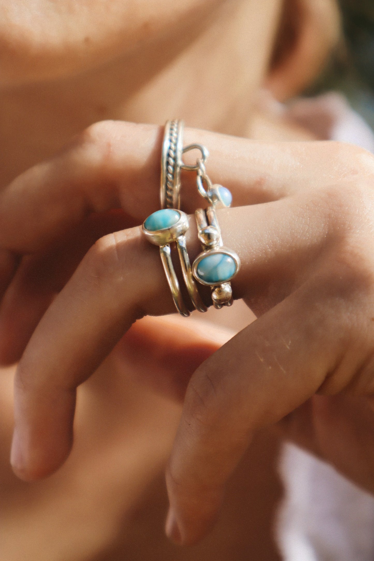 Double band Larimar Ring