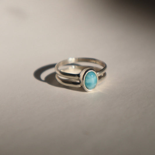 Double band Larimar Ring