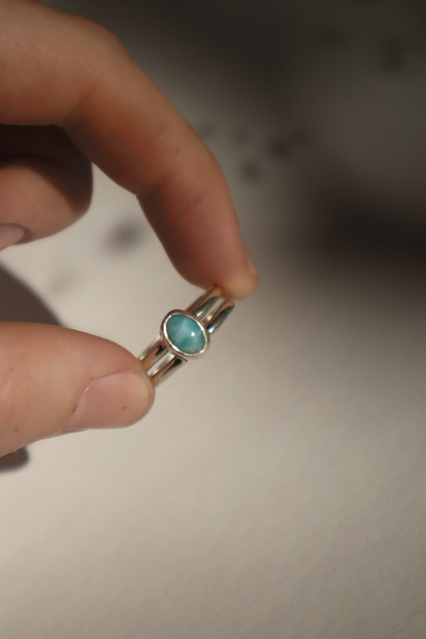 Double band Larimar Ring