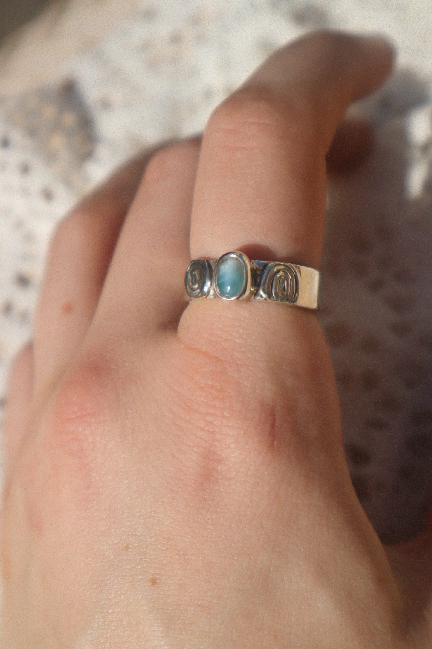 Larimar & Swirls Ring